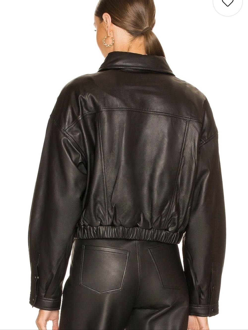 Camila Coelho Lamb Leather Black Raven Full Zip Leather Jacket Size M - Picture 2 of 12